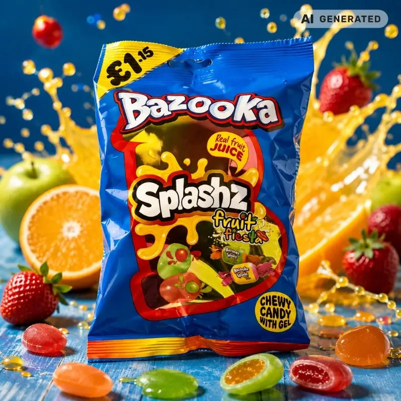 Bazooka Splashz Fruit Fiesta Kaubonbons 120g-generated