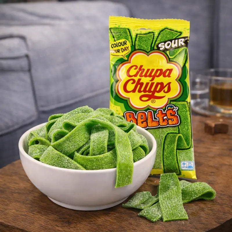 Chupa Chups Sour Belts Apple 90g blok1