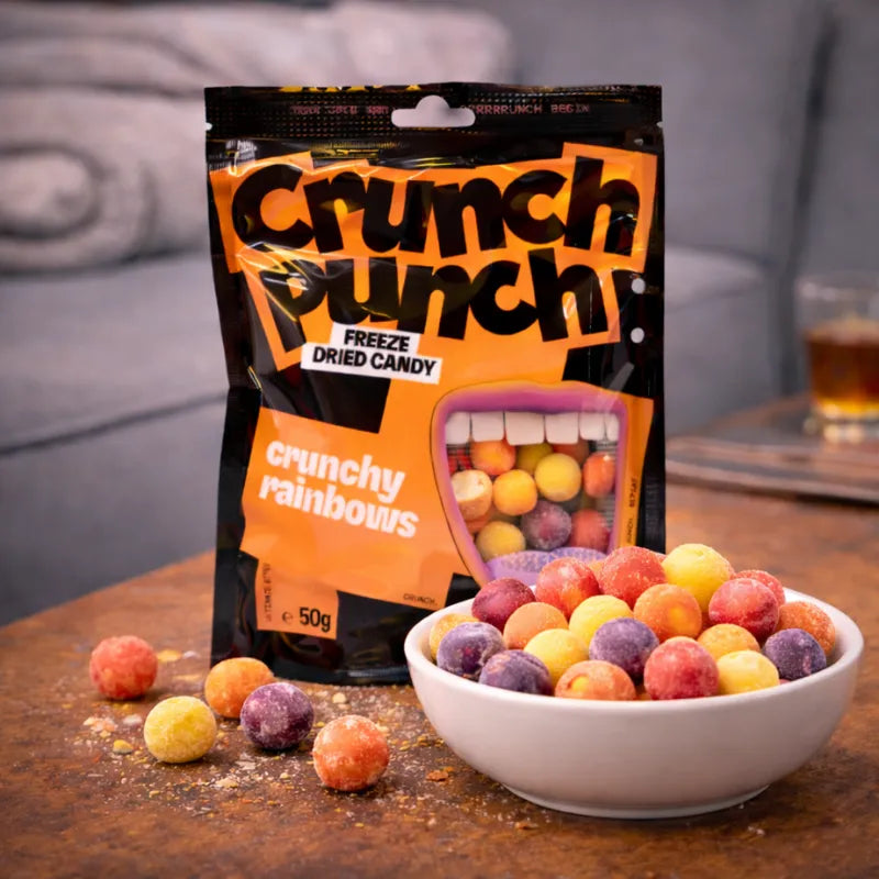 Crunch Punch Freeze Dried Candy Crunchy Rainbows 50g blok1