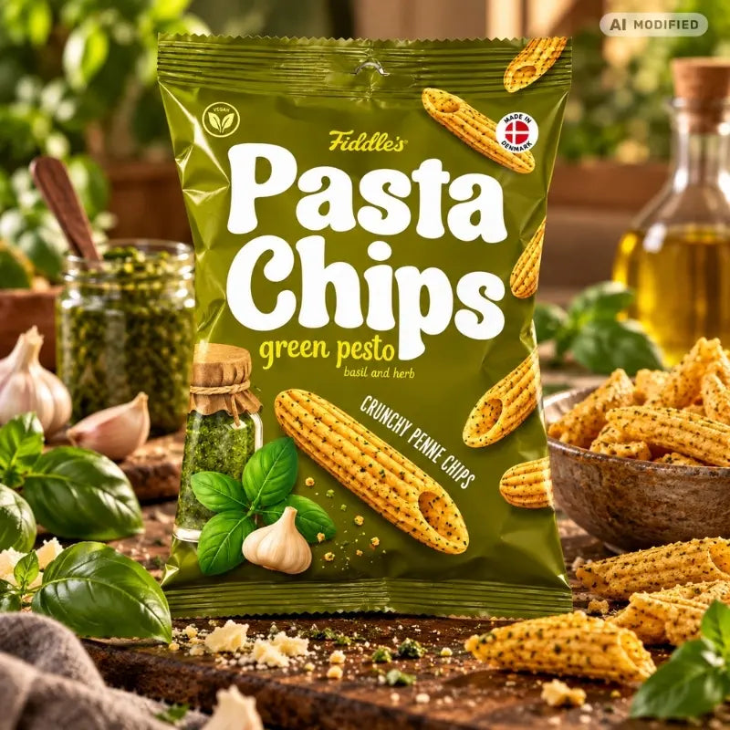 Fiddle's Pasta Chips Green Pesto 80g-generated