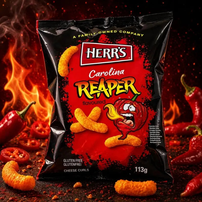 Herr’s Buffalo Carolina Reaper Cheese Curls Maischips 113g-blok1