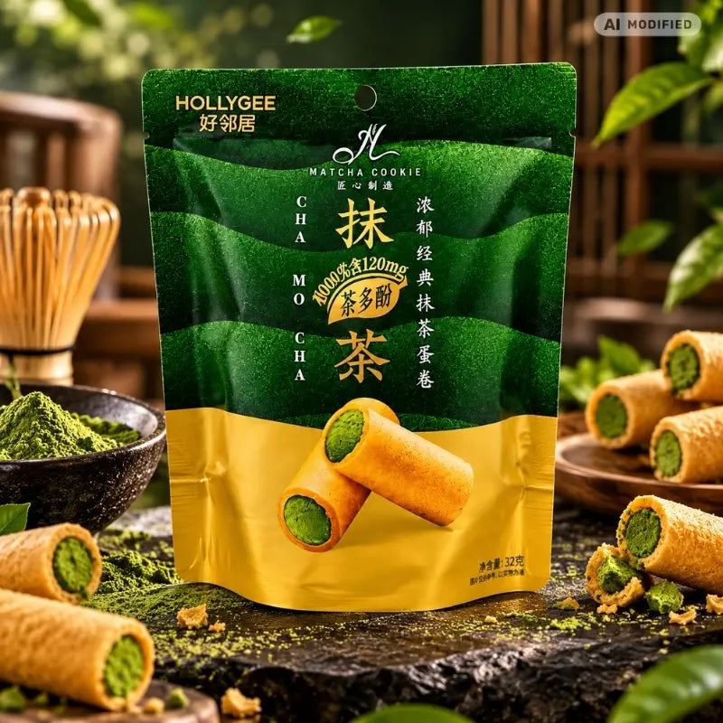 Hollygee Matcha Cookie Rolls 32g-generated