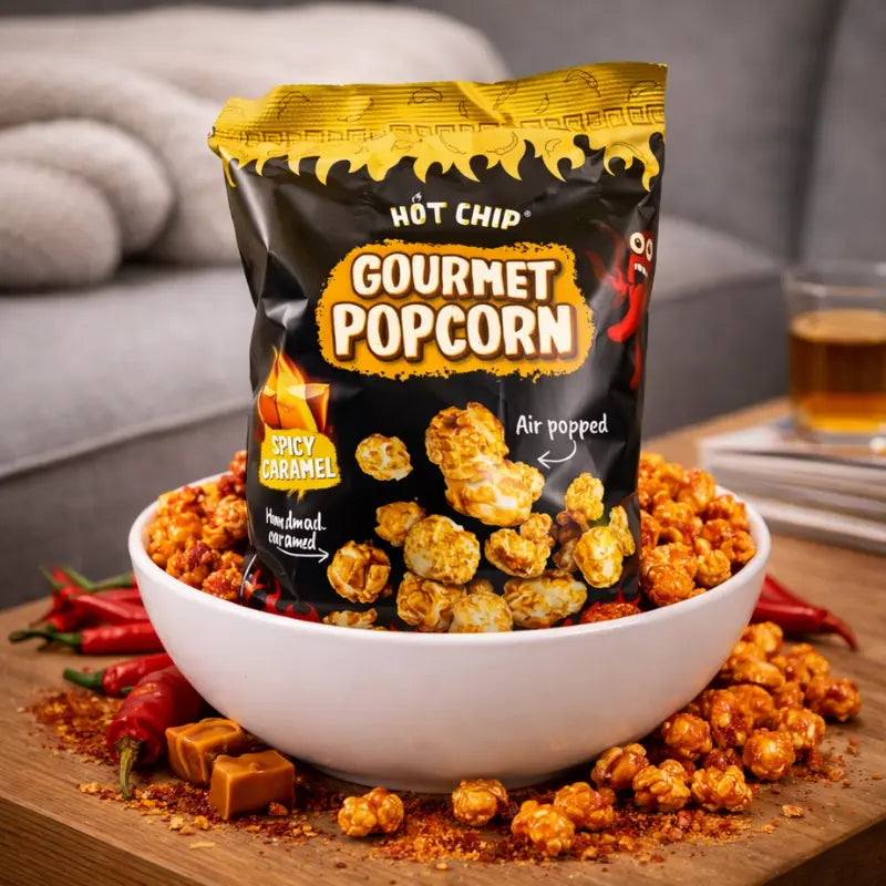Hot Chip Gourmet Popcorn Spicy Caramel 120g blok1