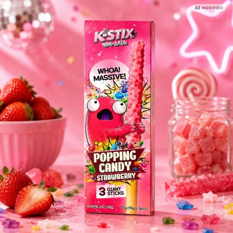 K-Stix Popping Candy Strawberry 3x19g-generated