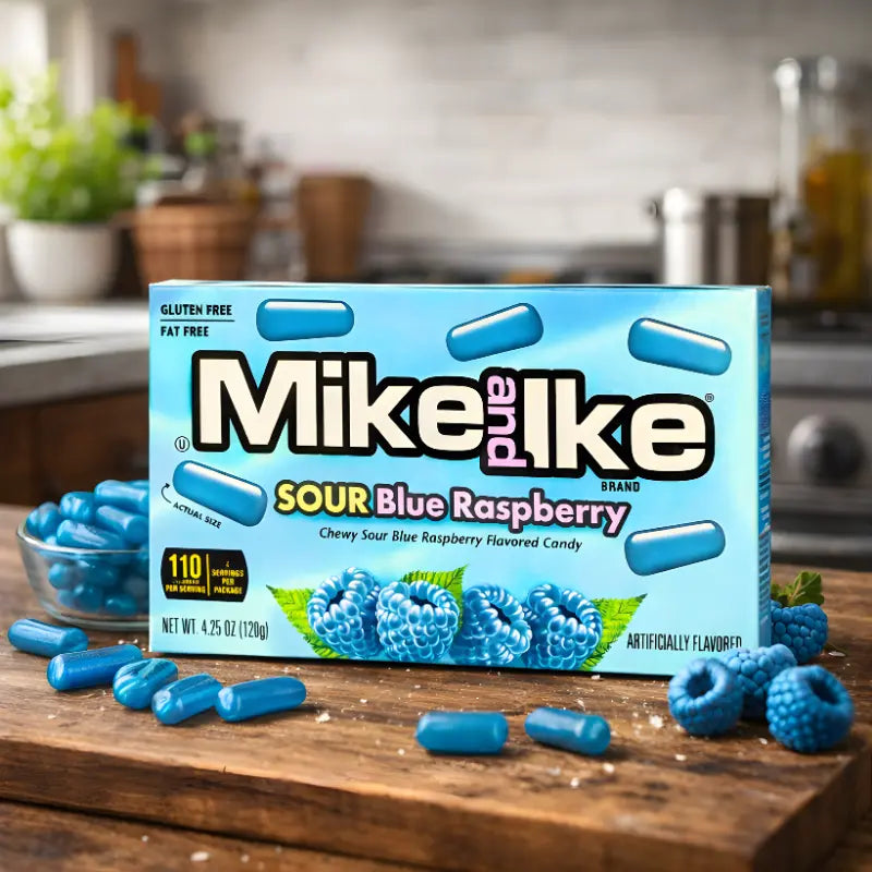 Mike and Ike Sour Blue Raspberry 120g blok1