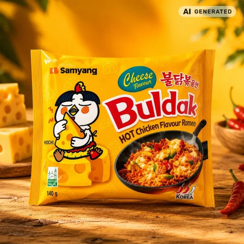 Samyang Buldak Hot Chicken Cheese Ramen 140g-aigenerated