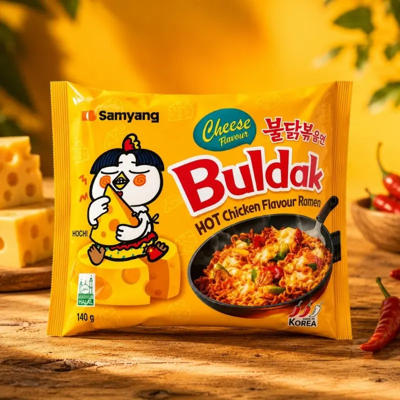 Samyang Buldak Hot Chicken Cheese Ramen 140g - Instant-Ramen mit Käse und Chickenkaufen - MiMa's Sweets House-block1