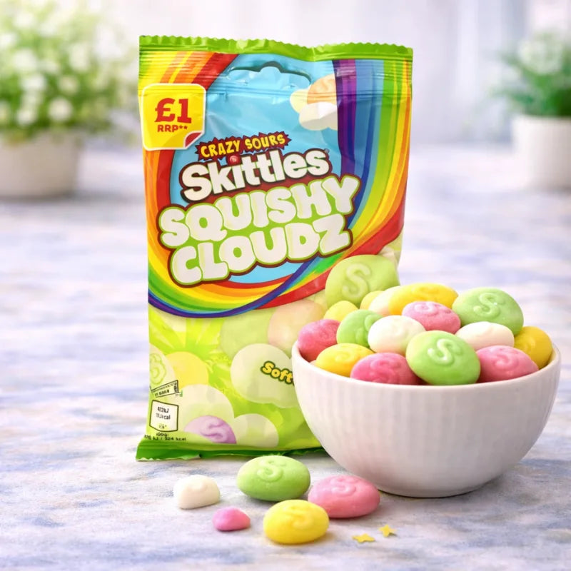 Skittles Squishy Cloudz Sours Green 70g blok1