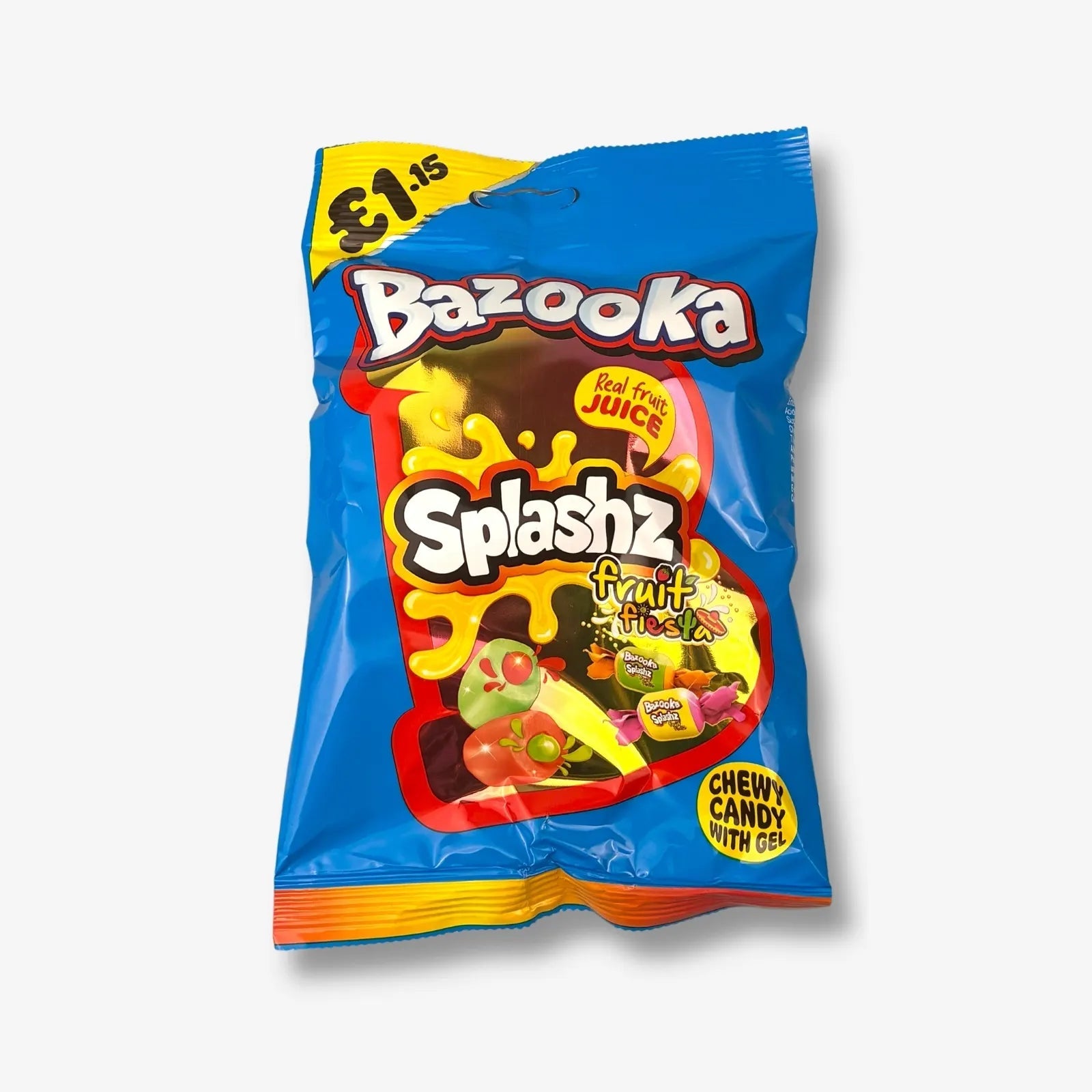 Bazooka Splashz Fruit Fiesta Kaubonbons 120g - Gefüllte Frucht Kaubonbons kaufen - MiMa&