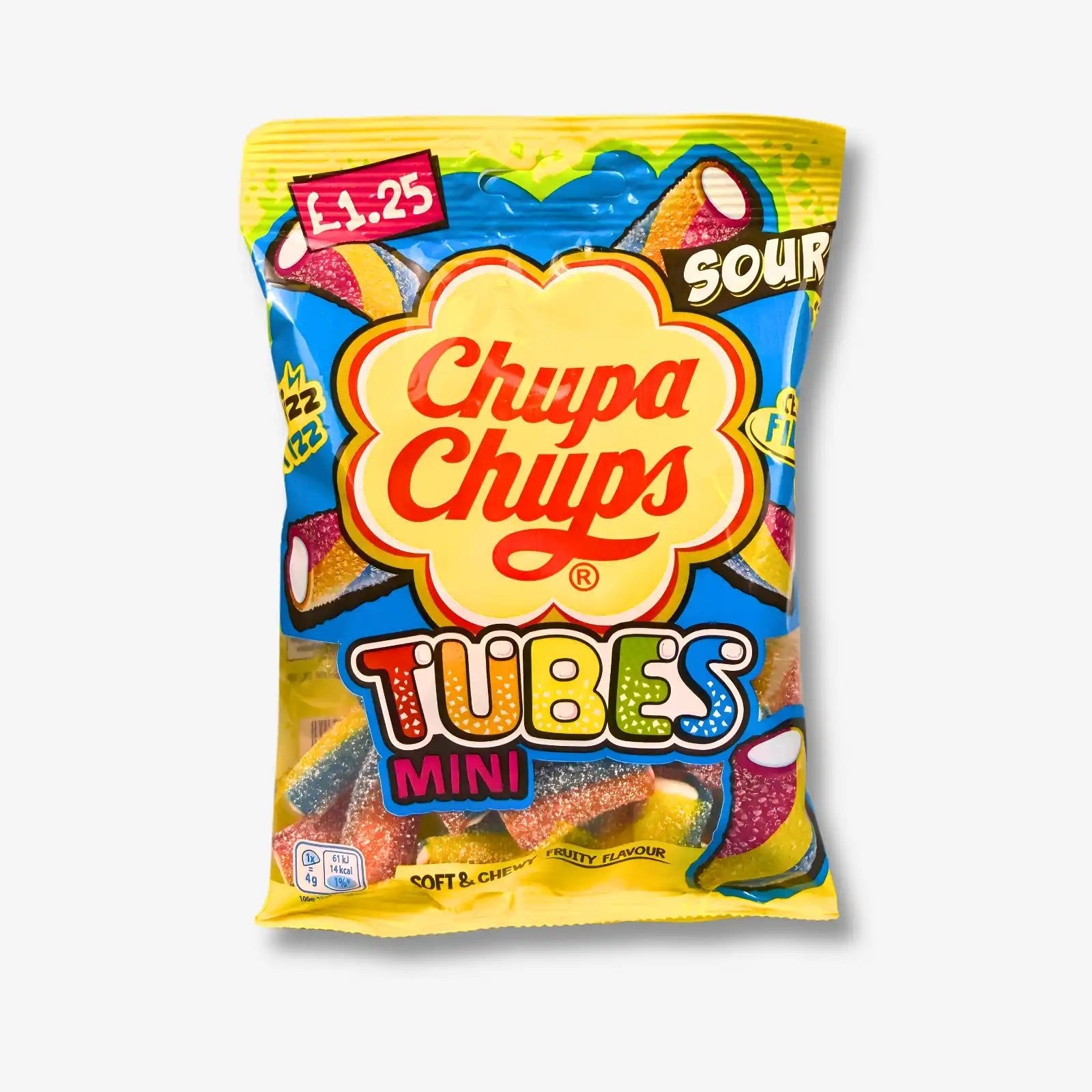 Chupa Chups Mini Sour Tubes 120g - Bunte saure Fruchtstäbchen kaufen - MiMa&