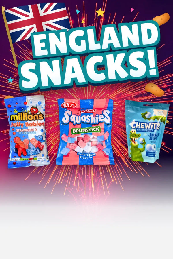 England Snacks: Millions Jelly Babies, Swizzels Squashies und Chewits Blue Raspberry