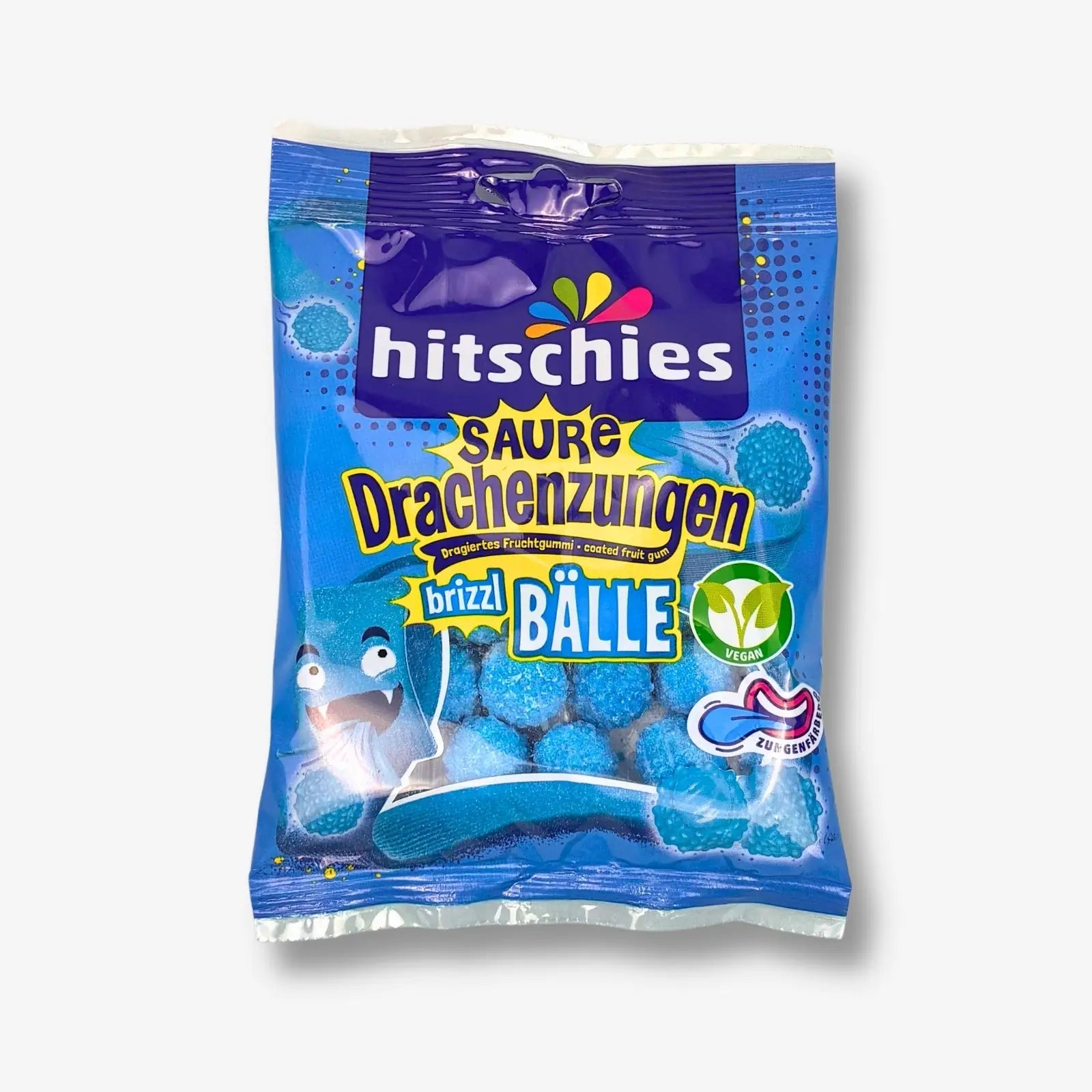 Hitschies Saure Blaue Drachenzungen Brizzl Bälle 100g - Saure blaue Brause Bälle kaufen - MiMa&