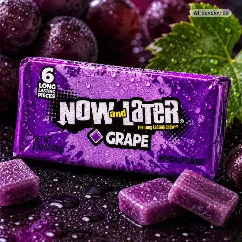 Now & Later Grape Kaubonbon 26g - Kaubonbon mit Traube kaufen - MiMa's Sweets House-blok1