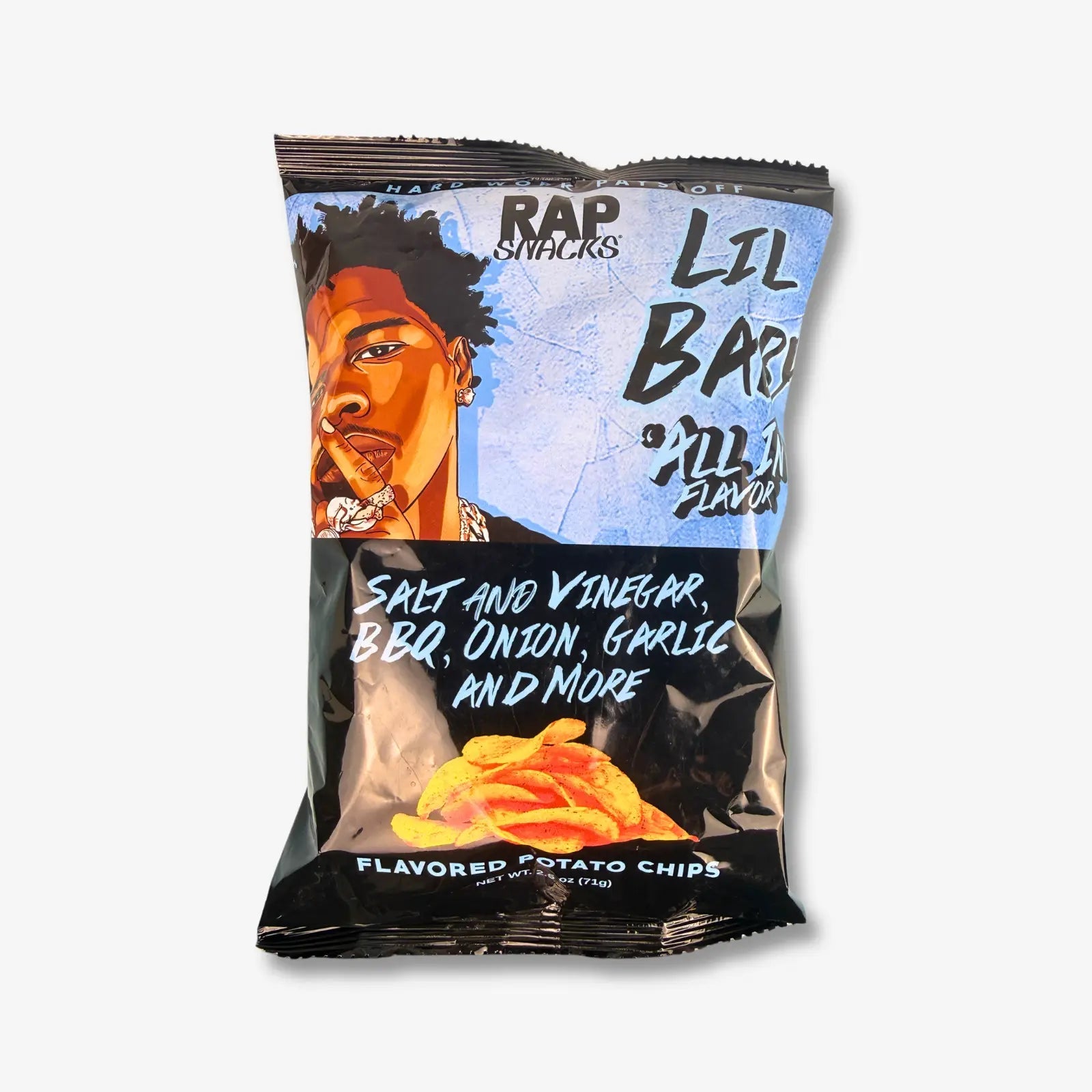 Rap Snacks Lil Baby Salt & Vinegar BBQ Onion Garlic Chips 71g - Knoblauch - Zwiebel Chips mit Essig und BBQ kaufen - MiMa&