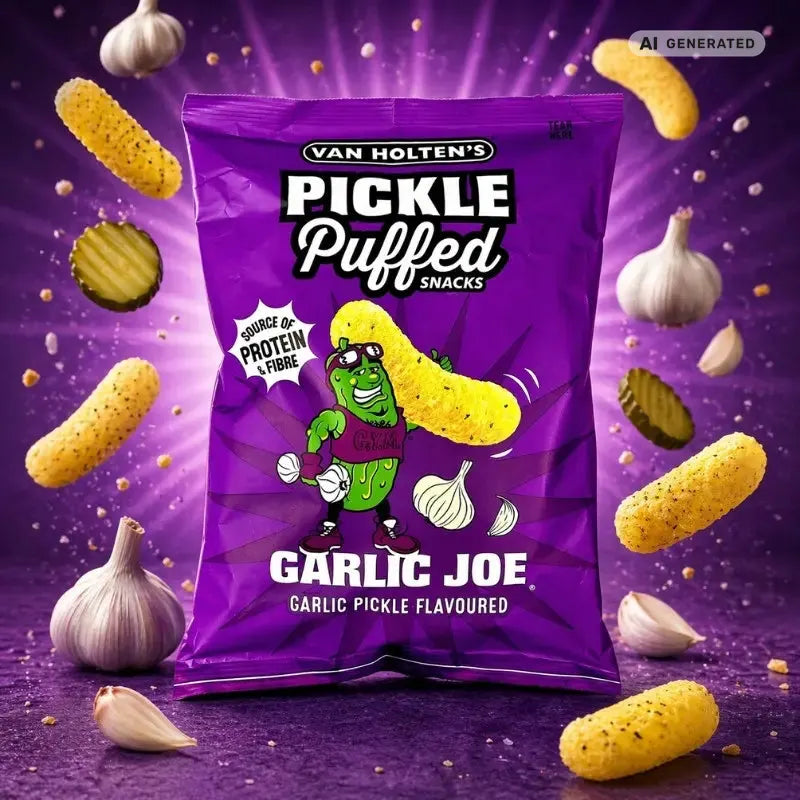 Van Holten's Pickle Puffs Garlic Joe 90g-blok1