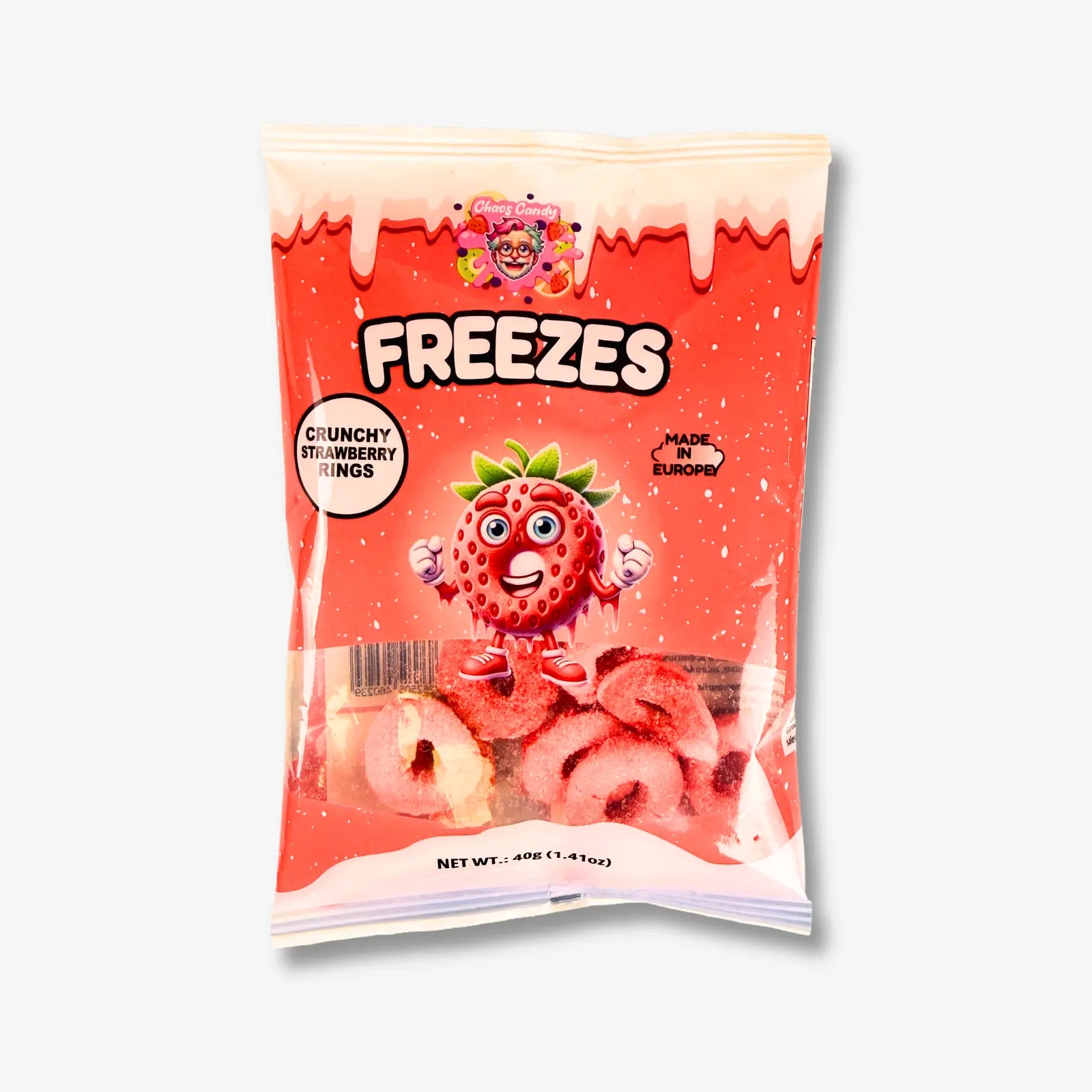 Chaos Candy Freeze Crunchy Strawberry Rings 40g