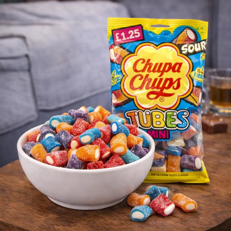 Chupa Chups Mini Sour Tubes 120g blok1