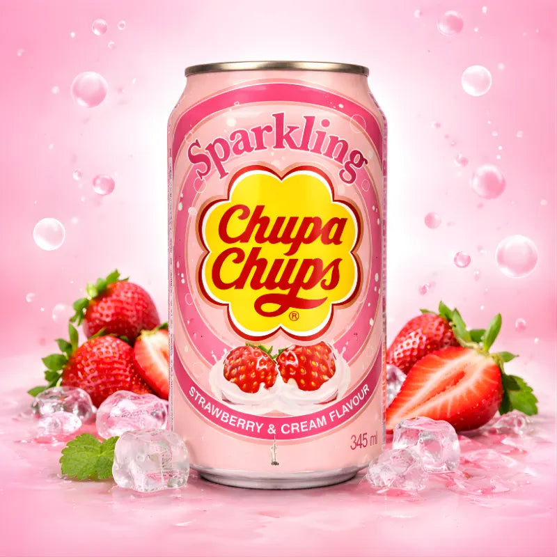 Chupa Chups Sparkling Strawberry 345ml -blok1