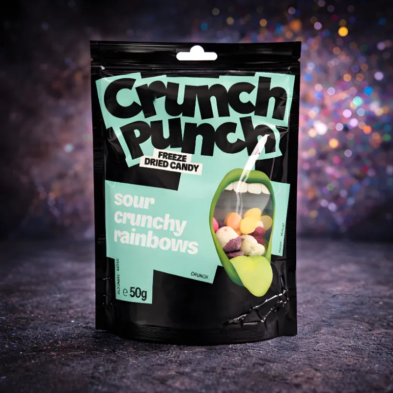 Crunch Punch Freeze Dried Candy Sour Crunchy Rainbow 50g blok1