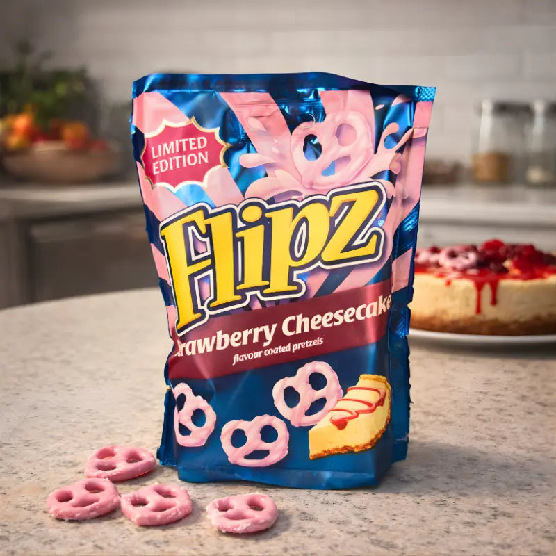 Flipz Coated Pretzels Strawberry Cheesecake Limited Edition blok1