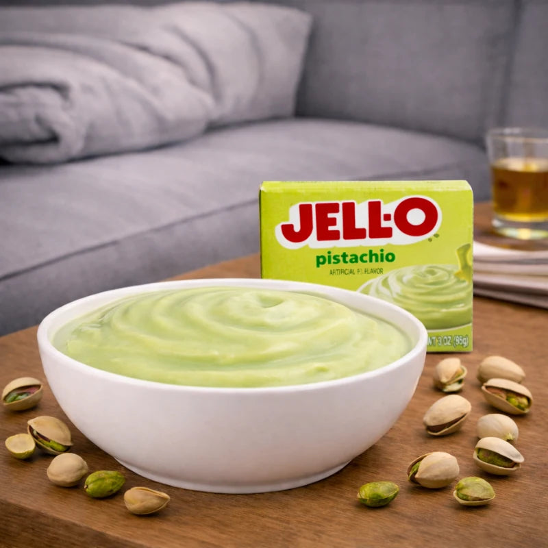Jell-O Pistachio Instant Pudding & Pie Filling Dessertcreme 96g blok1