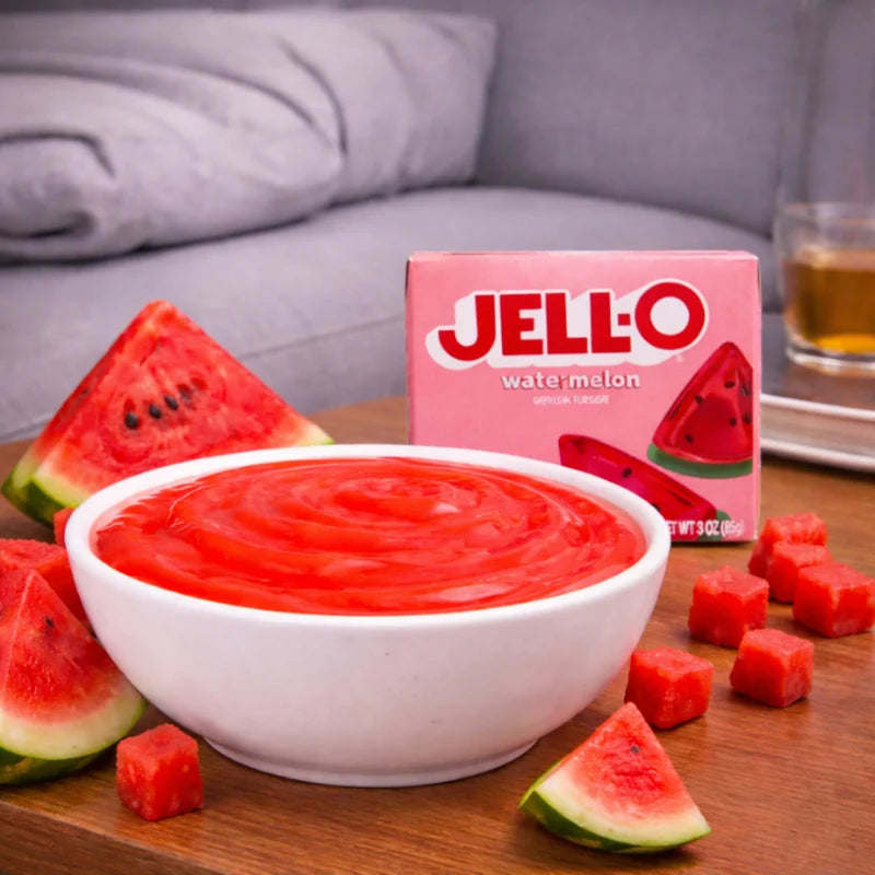 Jell-O Watermelon Gelatin Dessert Wackelpudding 85g blok1
