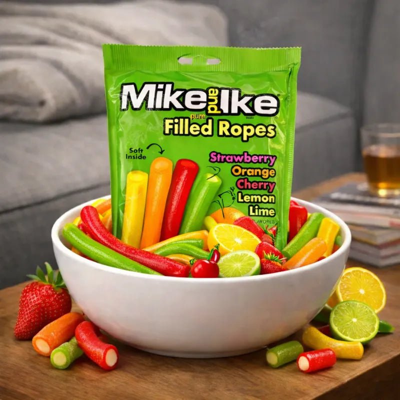 Mike and Ike Filled Ropes Fruit 85g blok1