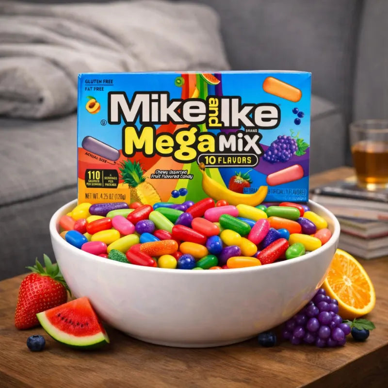 Mike and Ike Mega Mix 10 Flavors 120g blok1
