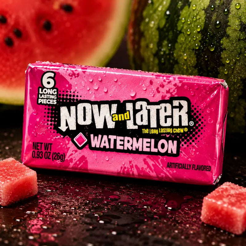 Now & Later Watermelon Kaubonbon 26g - Wassermelonenbonbon kaufen - MiMa's Sweets House-blok1
