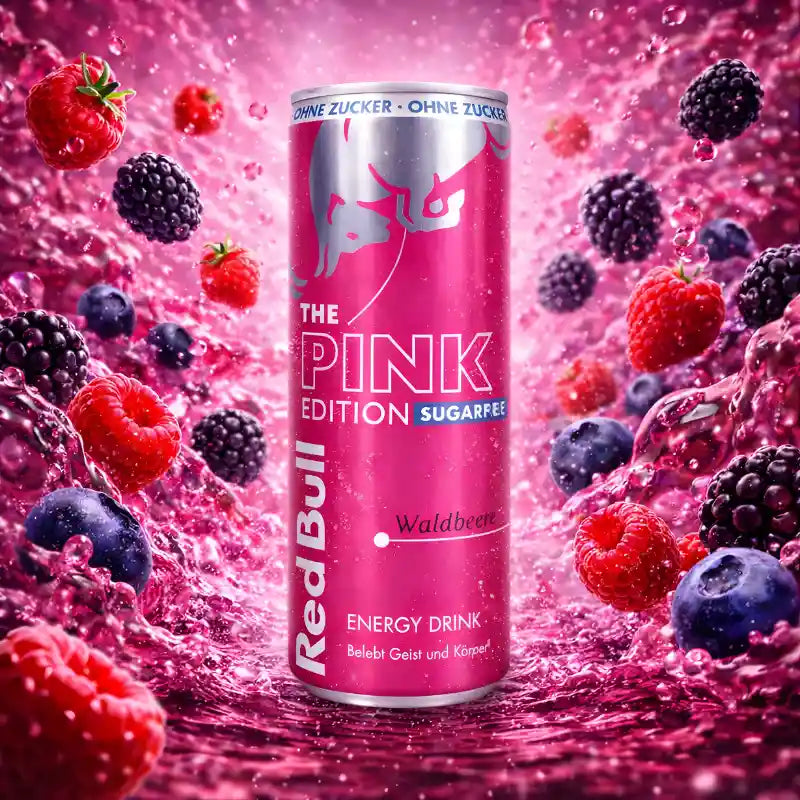 Red Bull Pink Edition Waldbeere Sugarfree 250ml blok1