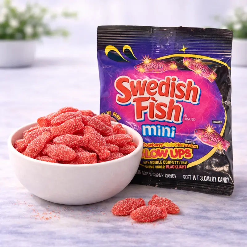 Swedish Fish Mini Glow Ups 87g blok1