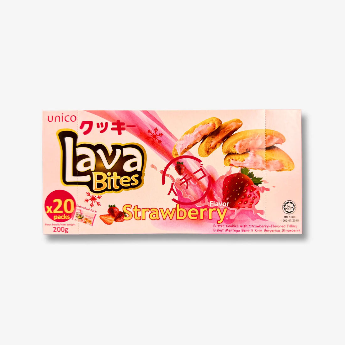 Unico Lava Bites Cookies Strawberry 200g