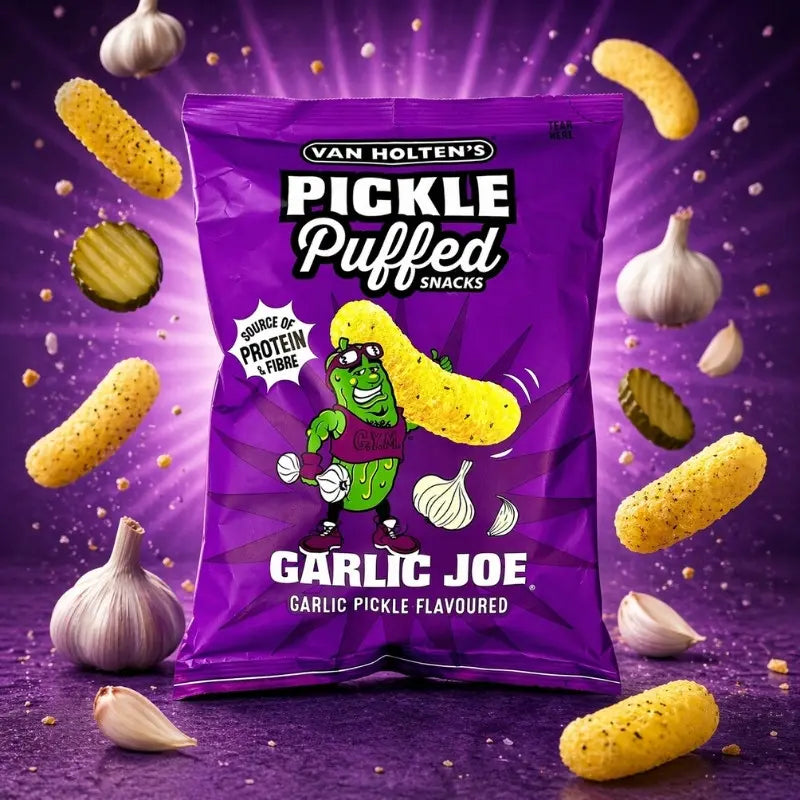 Van Holten's Pickle Puffs Garlic Joe 90g-blok1