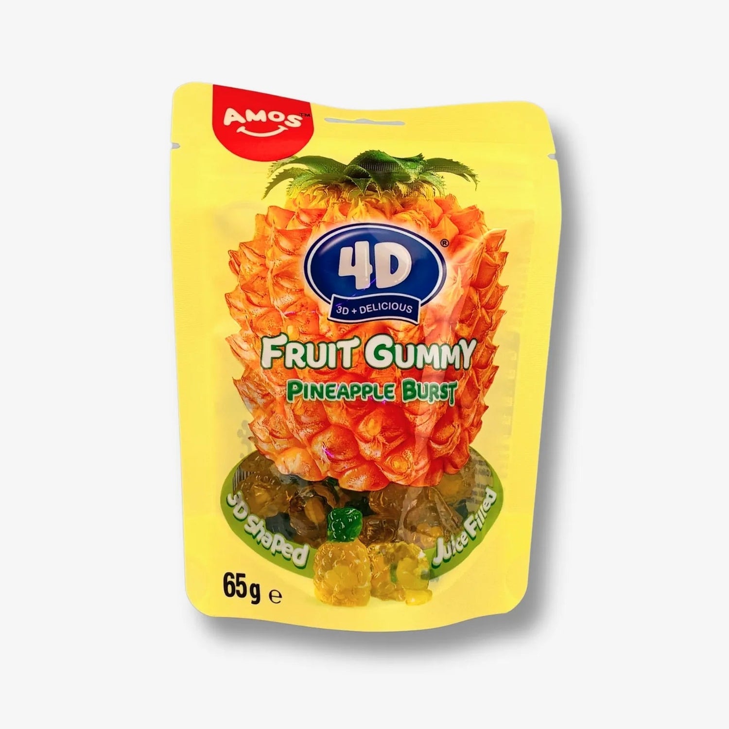 Amos 4D Juicy Burst Pineapple Fruit Gummy 65g - Fruchtgummi mit Ananas kaufen - MiMa&