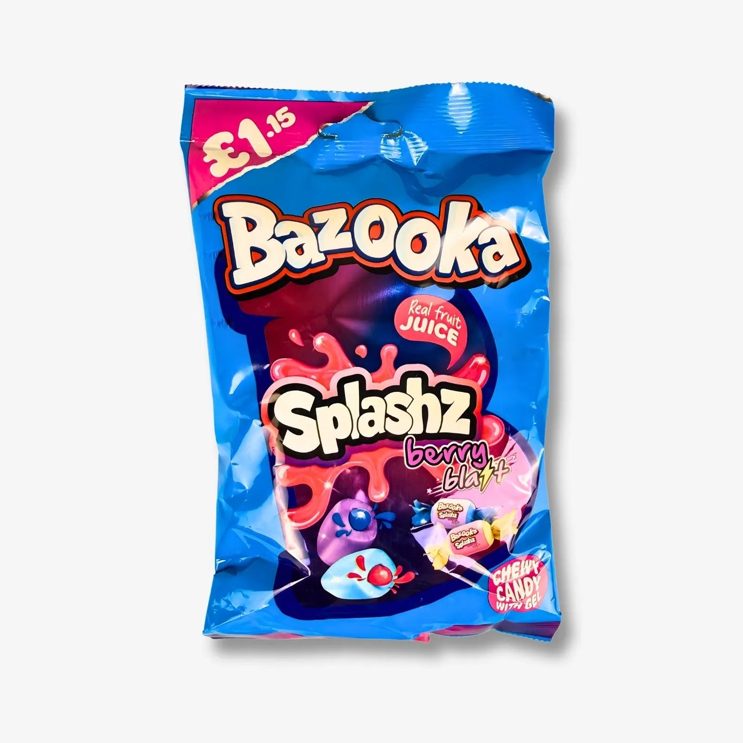 Bazooka Splashz Berry Blast Kaubonbons 120g - Gefüllte Beeren Kaubonbons kaufen - MiMa&