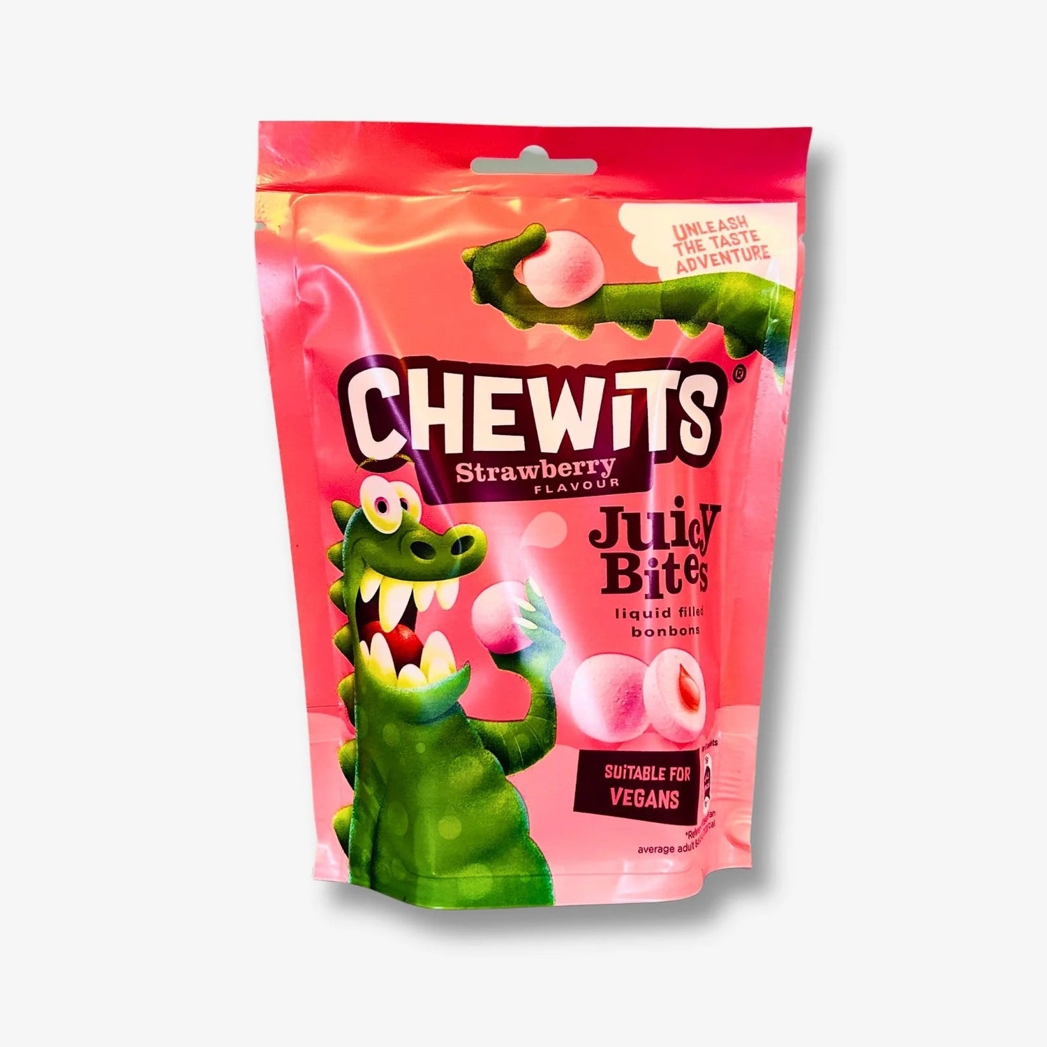 Chewits Juicy Bites Strawberry 115g - Erdbeerbonbons mit flüssigem Kern kaufen - MiMa&
