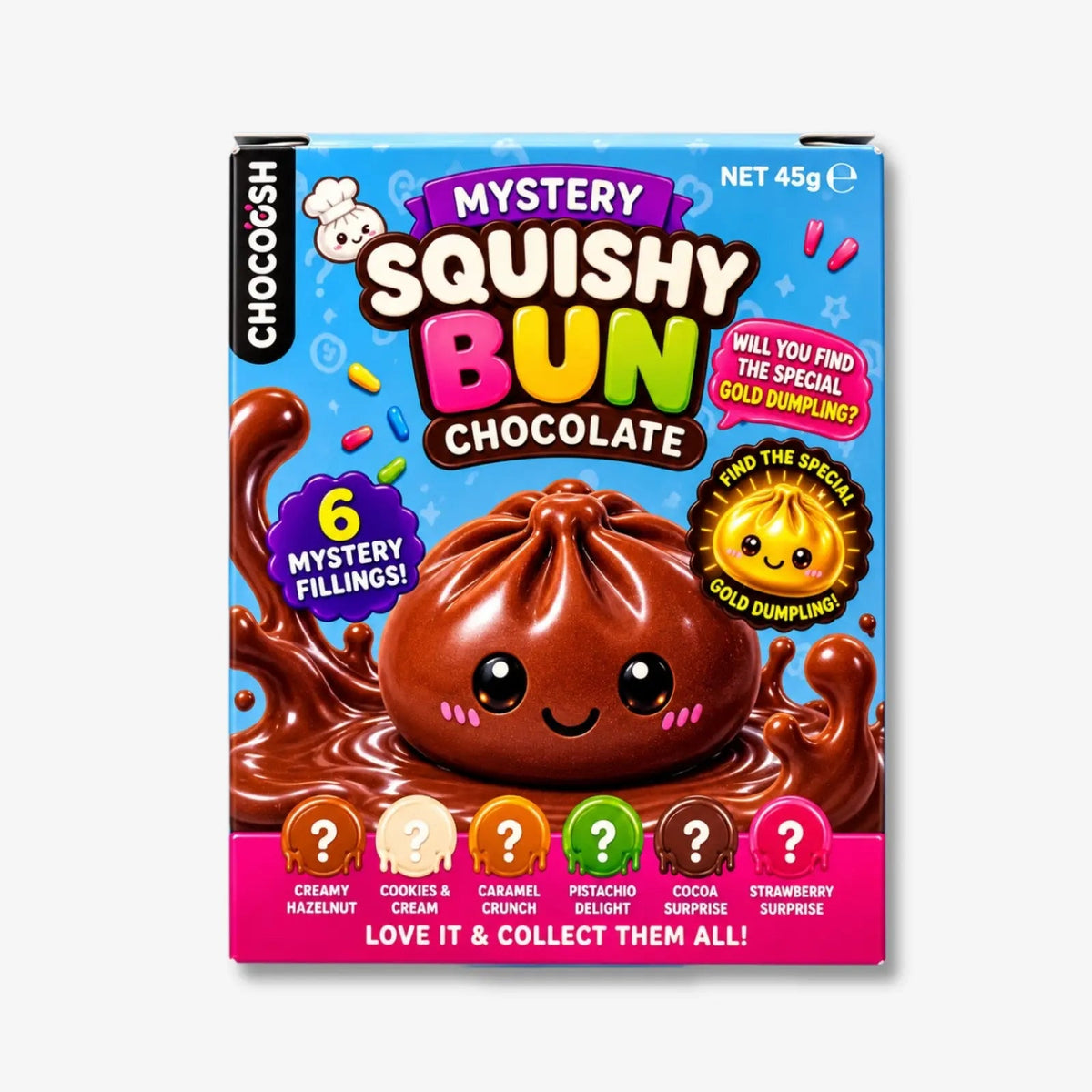 Choccosh Squishy Bun Chocolate 45g - Luftig-weiches Küchlein mit cremiger Schokoladenfüllung kaufen - MiMa&