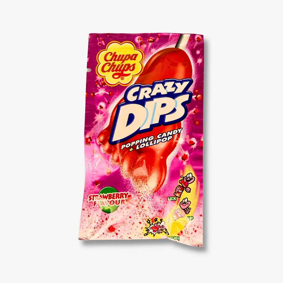 Chupa Chups Crazy Dips Erdbeere 14g - Erdbeer Knister Dip Lolli kaufen - MiMa&