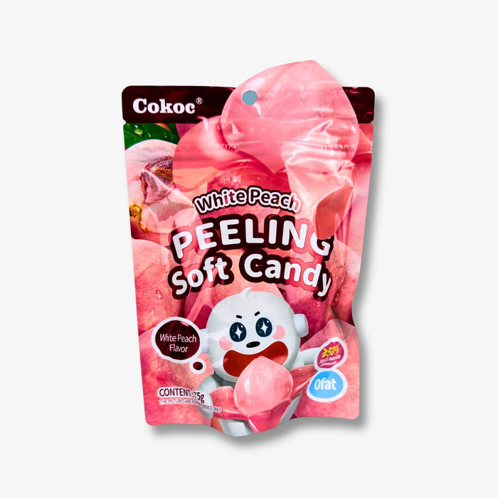 Cokoc Peeling Soft Candy White Peach 75g - Pfirsichbonbons zum Schälen kaufen - MiMa's Sweets House