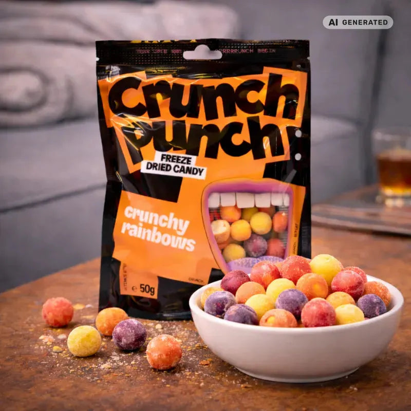 Crunch Punch Freeze Dried Candy Crunchy Rainbows 50g blok1