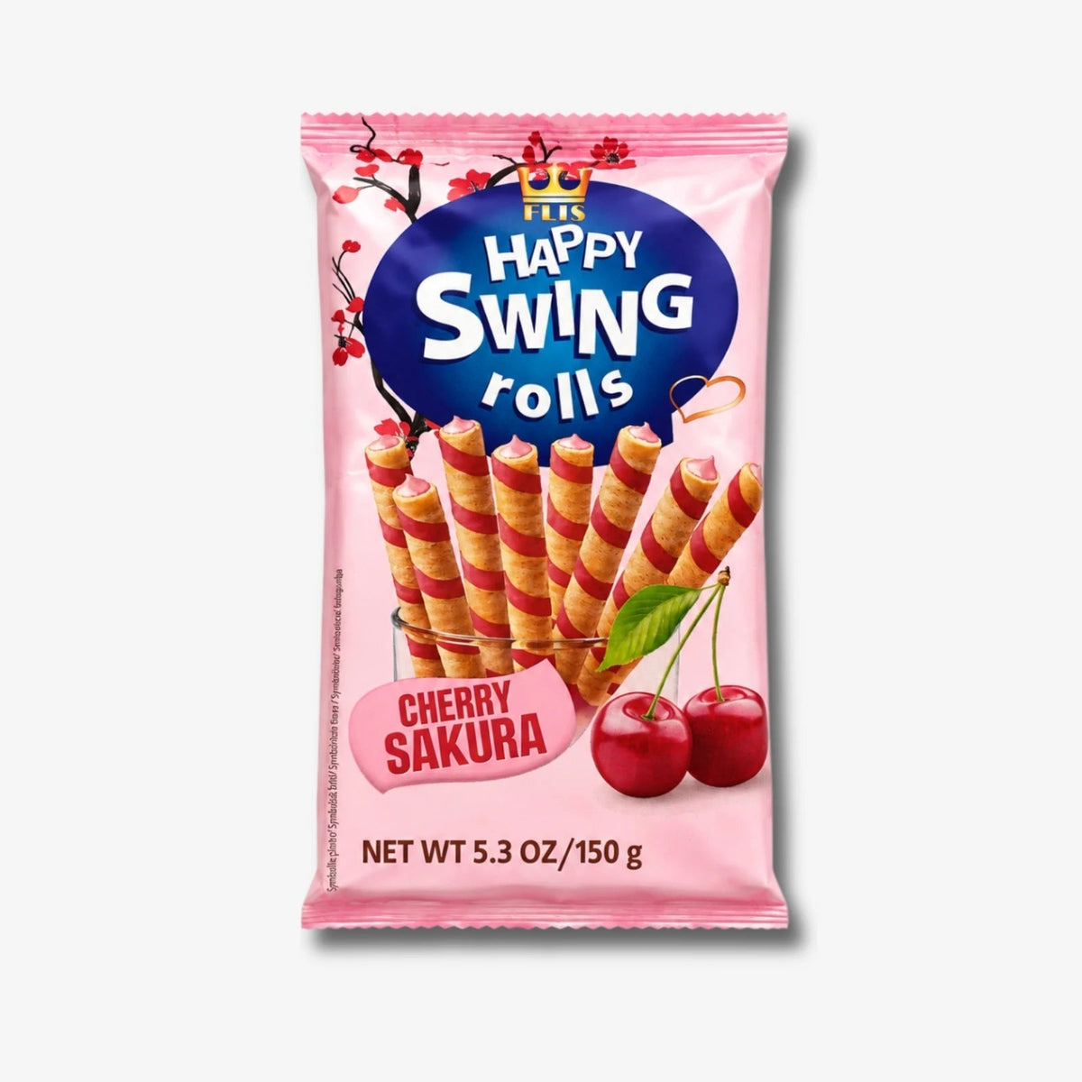 Flis Happy Swing Rolls Cherry Sakura 150g - Waffelsticks mir Kirschblütencreme kaufen - MiMa&