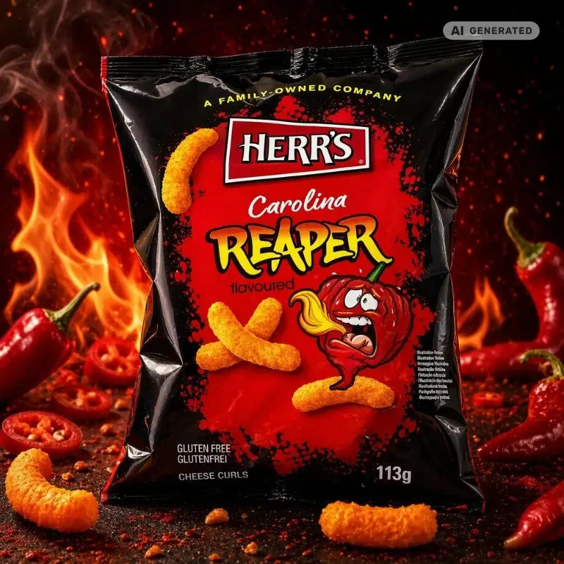 Herr’s Buffalo Carolina Reaper Cheese Curls Maischips 113g-blok1