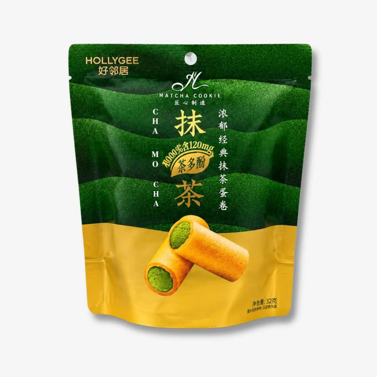 Hollygee Matcha Cookie Rolls 32g - Knusprige Keksrollen mit Matcha-Creme kaufen - MiMa&