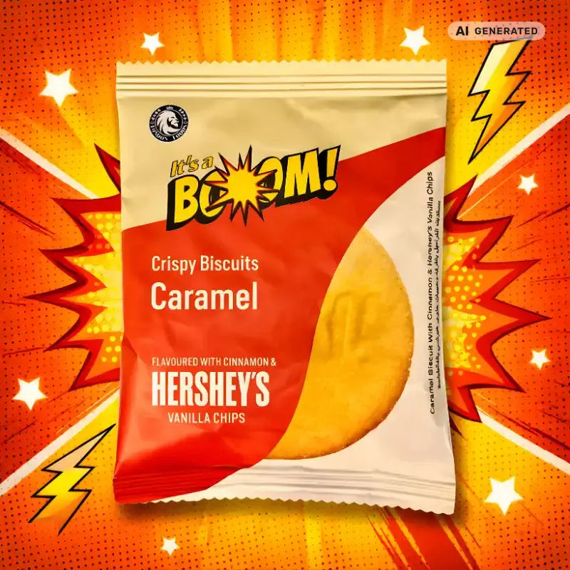 It’s a Boom Crispy Biscuits Caramel by Hershey’s 20g blok1