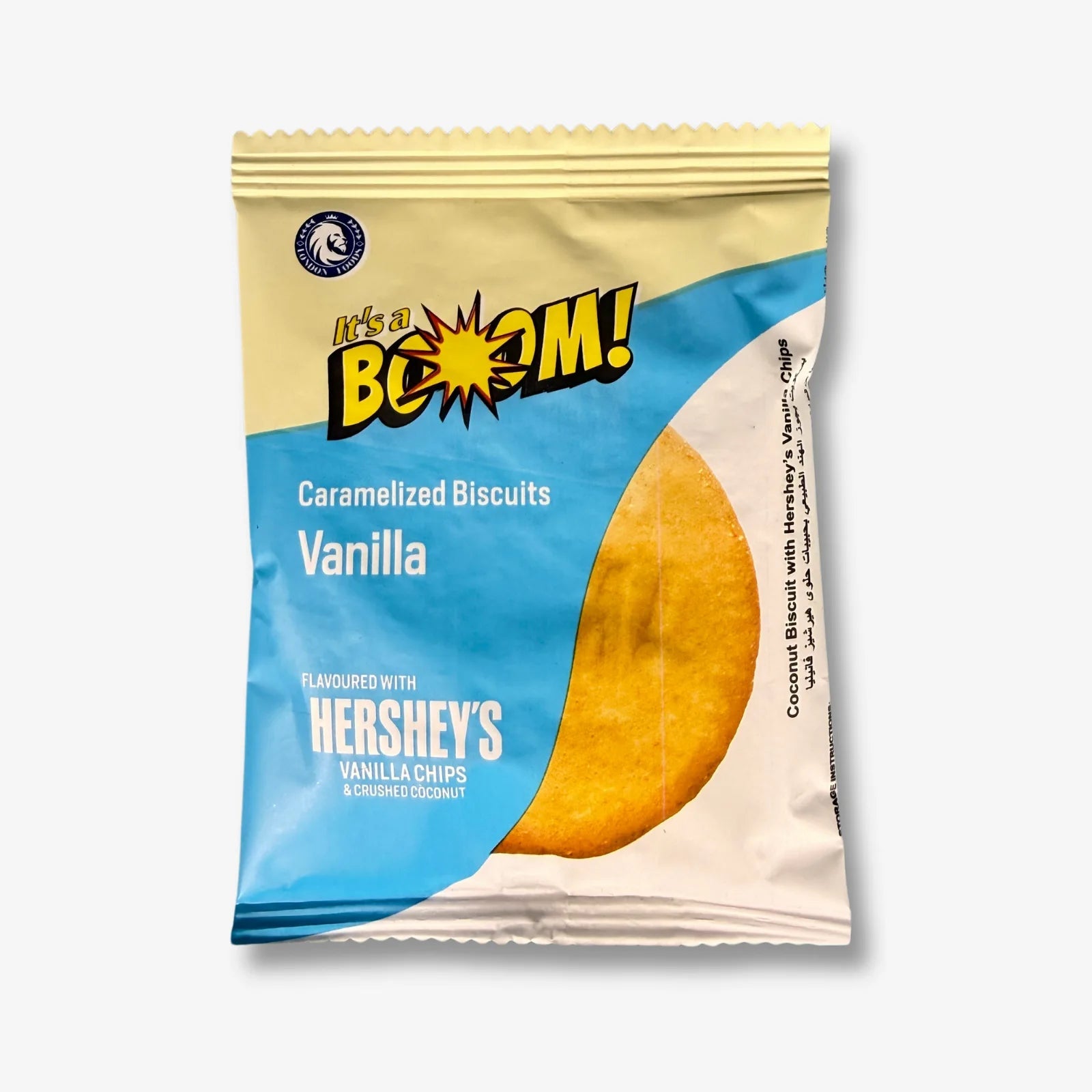 It’s a Boom Crispy Biscuits Vanilla by Hershey’s 20g - Vanille Kokos Knusperkeks kaufen - MiMa&