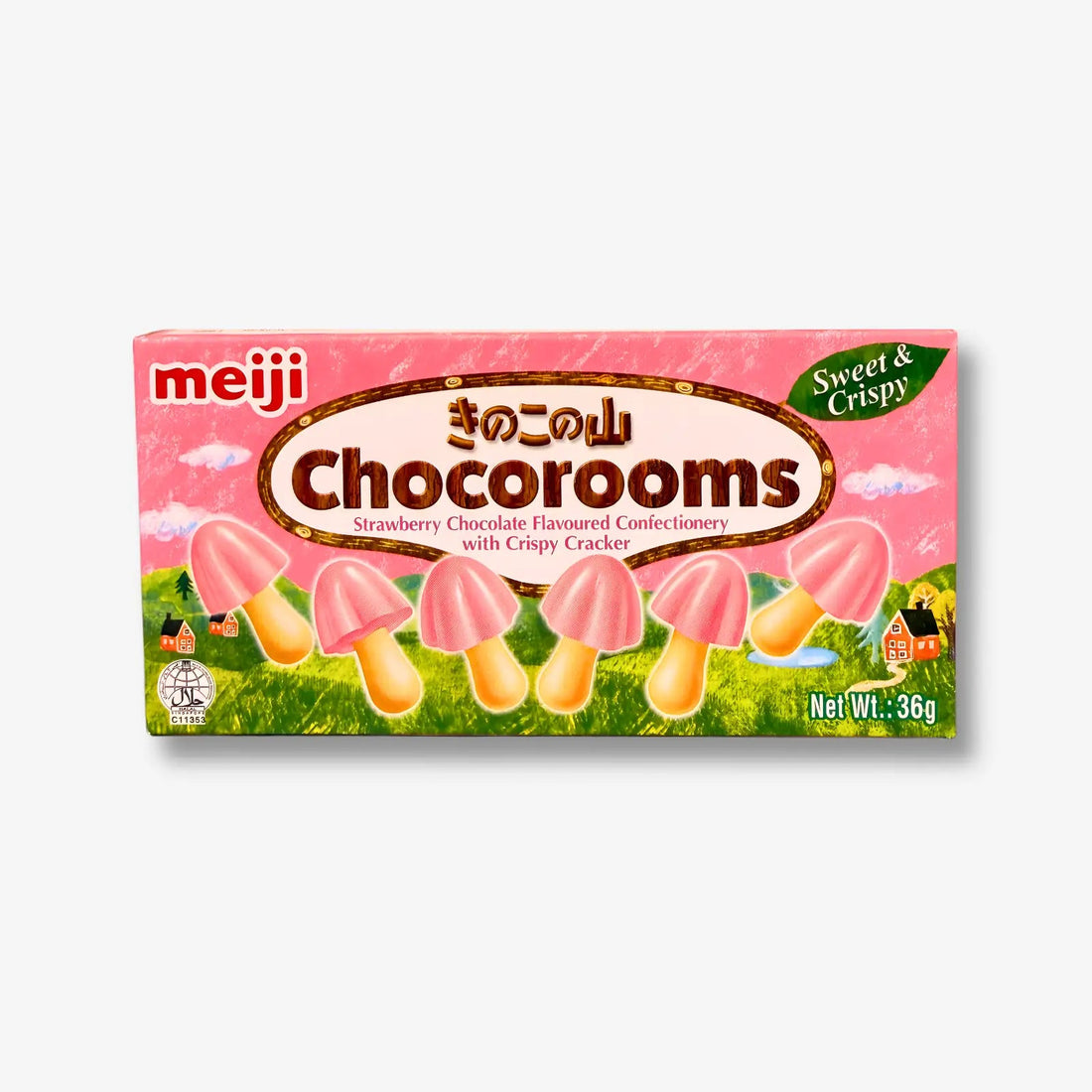 Meiji Chocorooms Strawberry 36g - Erdbeer Schoko Pilze kaufen - MiMa&