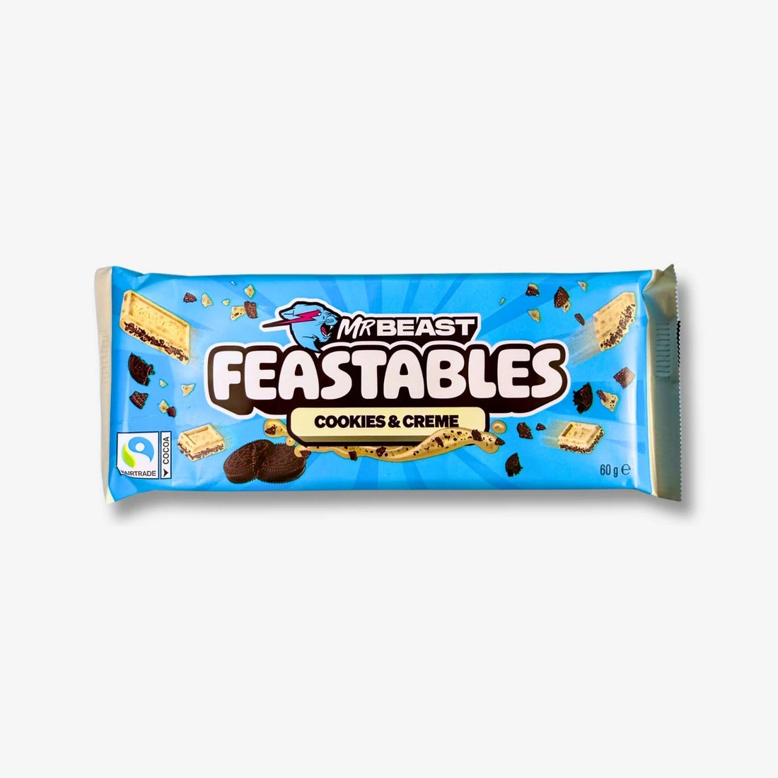 MrBeast Feastables Cookies &amp; Creme 60g – Weiße Schokolade mit Cookie - Stückchen kaufen - MiMa&