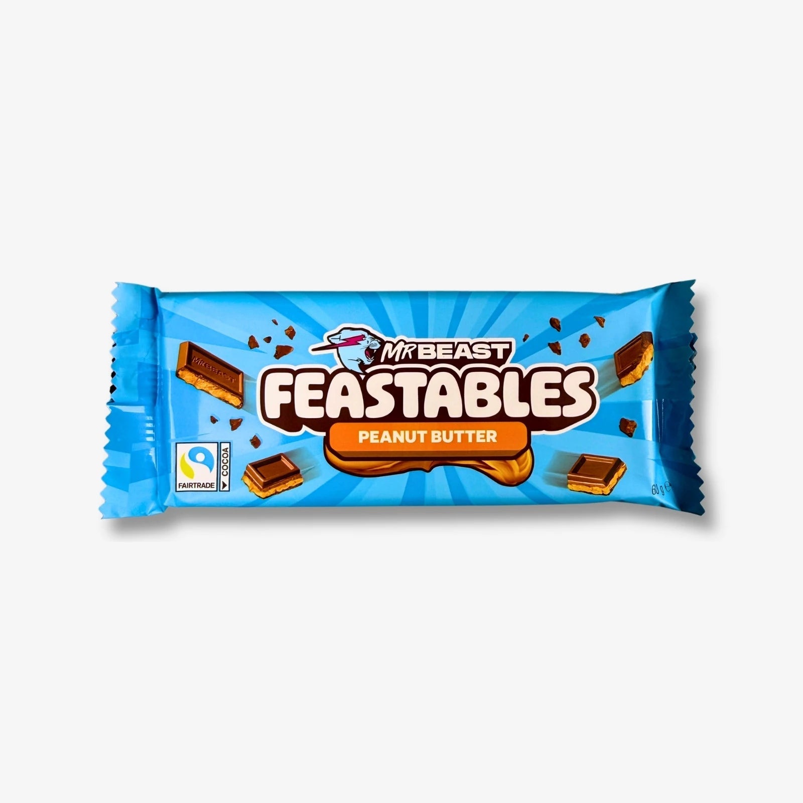 MrBeast Feastables Peanut Butter 60g – Milchschokolade trifft cremige Erdnussbutter. Jetzt kaufen bei MiMa&