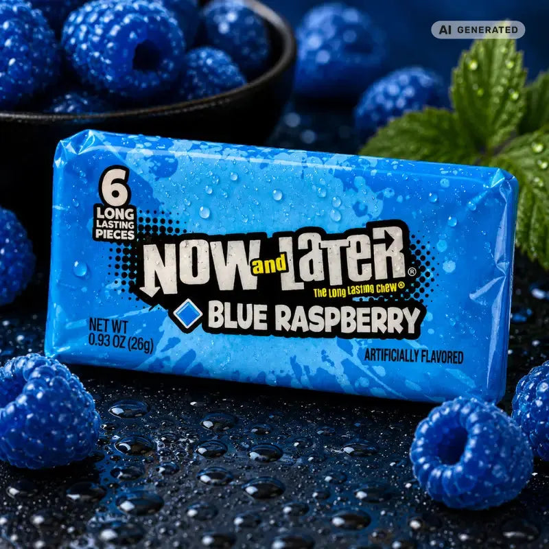 Now & Later Blue Raspberry Kaubonbon 26g - Blaue Himbeere Kaubonbon kaufen - MiMa's Sweets House-blok1