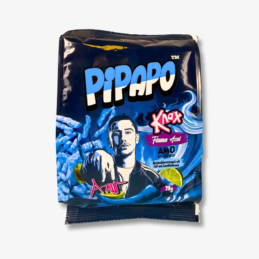 Pipapo KNAX Flama Azul Maischips 70g - Würzige Maischips mit Limette kaufen - MiMa&